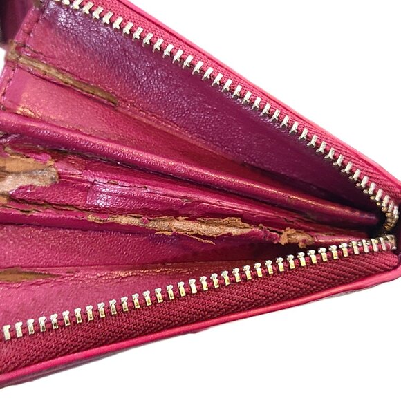 Coach Wristlet Violet Fuchsia Leather Full Zipper Clutch Wallet Coin Purse - Picture 9 of 12